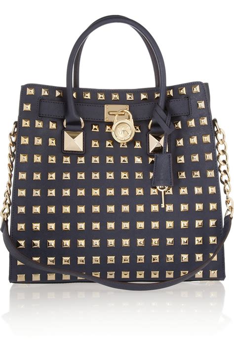 michael kors hamilton bag navy|Michael Kors Hamilton studded tote.